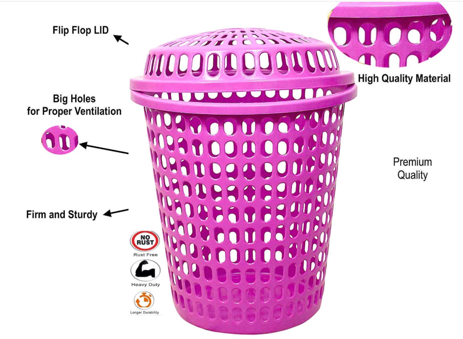Circular Plastic Laundry Basket – Durable Clothes Washing & Storage Bin