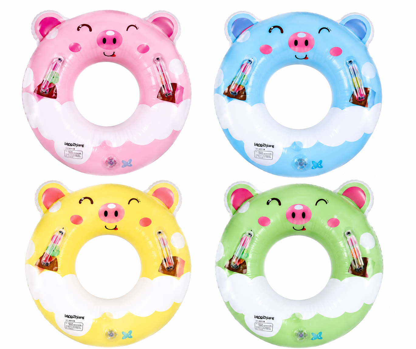 Kids Piggy Inflatable Swim Ring – Cute Cartoon Baby Swimming Float with Handles floater