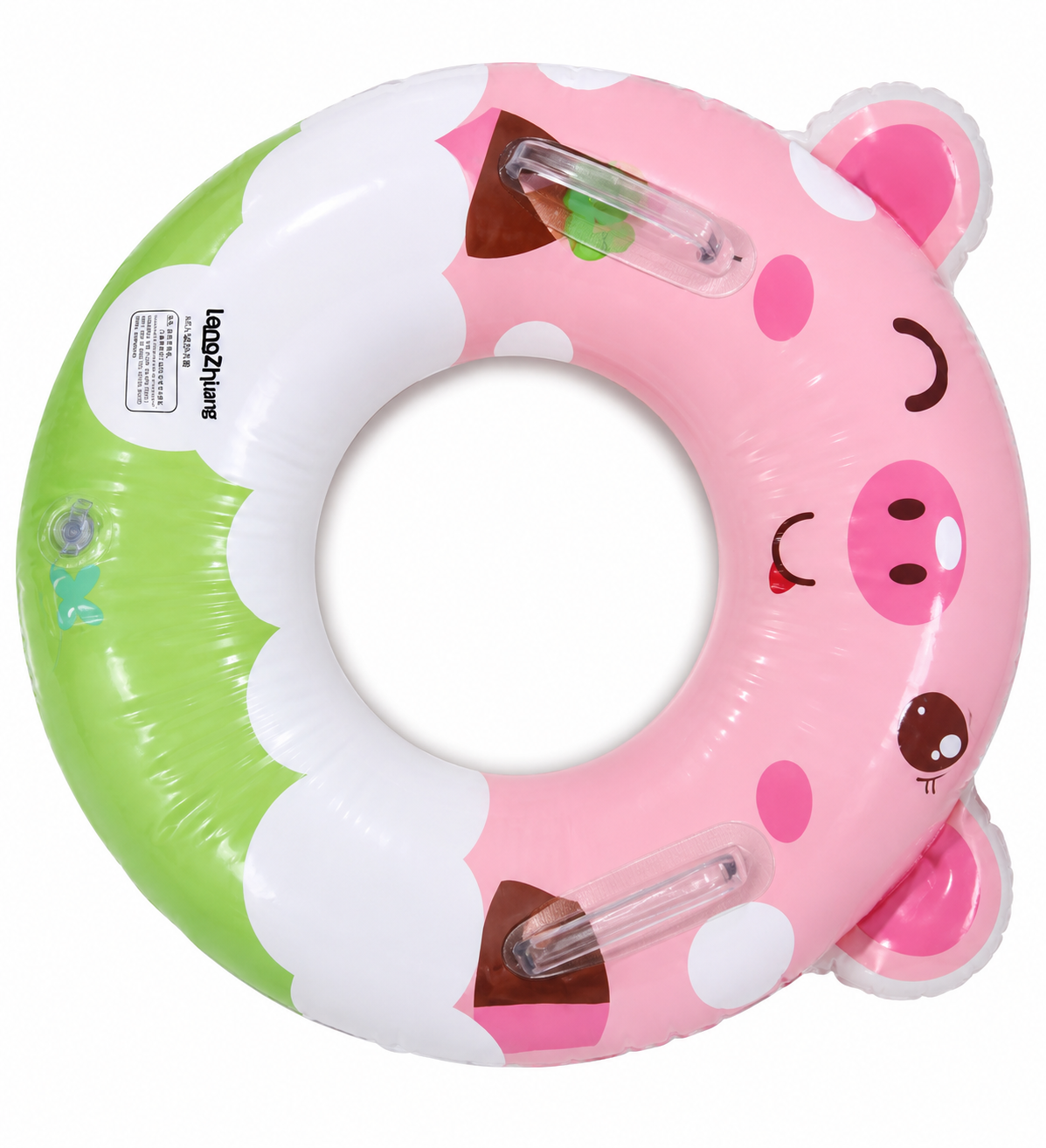 Kids Piggy Inflatable Swim Ring – Cute Cartoon Baby Swimming Float with Handles floater