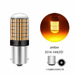 144 LED Amber 1156 BA15S P21W LED Bulb
