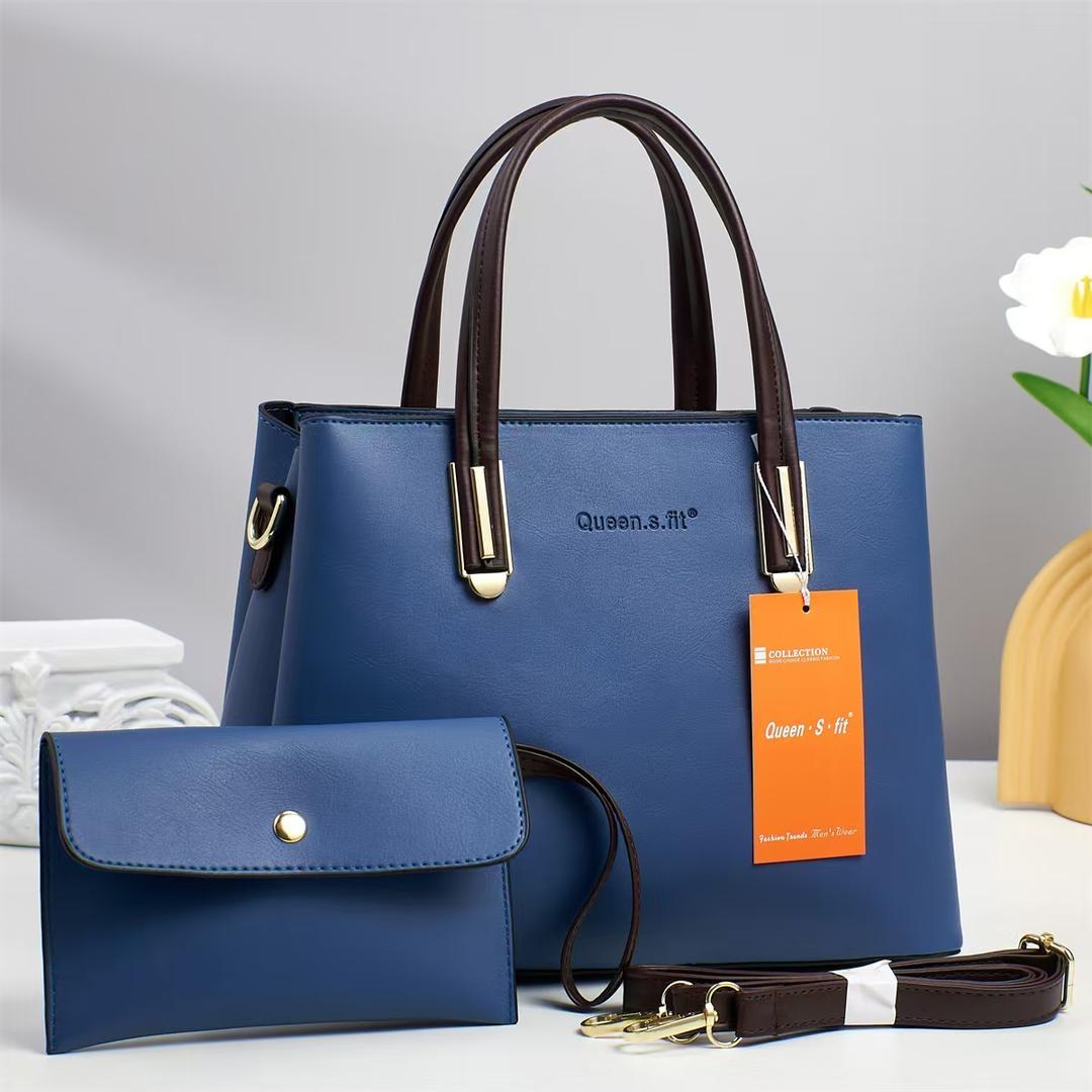 Vintage Soft PU Leather Ladies Shoulder Bag Commuter Large Handbag Women's Versatile  Underarm Bag 2pcs