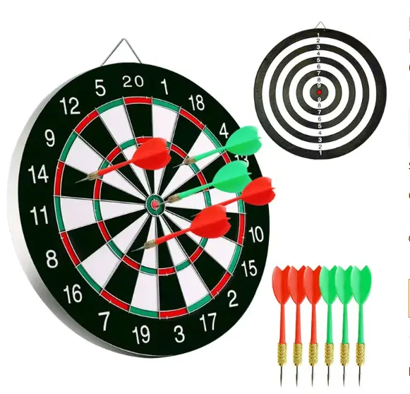 Same day delivery Dart Board Game Set  Double Sided Usable Dartboard with FREE 6 Steel Tip Darts, Excellent Indoor & Outdoor Party Game