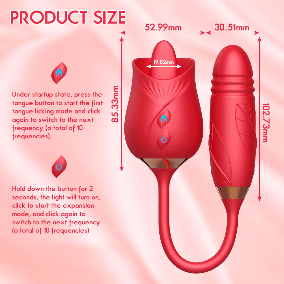 Rose Toy Vibrator Thrusting G Spot Dildo Clitoral Licking Vibrating Stimulator Anal Plug Oral Tongue Adult Foreplay Teasing Sex ToysSolo Masturbation Foreplay Dating Gift for Women Couple Masturbation