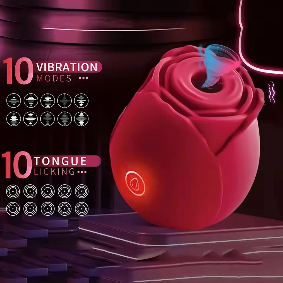 Women Rose Clitoris Sucking Vibrator Nipples Clit Sucker Oral Stimulator Powerful Waterproof Rechargeable Adult Compact Foreplay Masturbation Sex Toy Mini Wireless Massager Gift For Girlfriend Wife