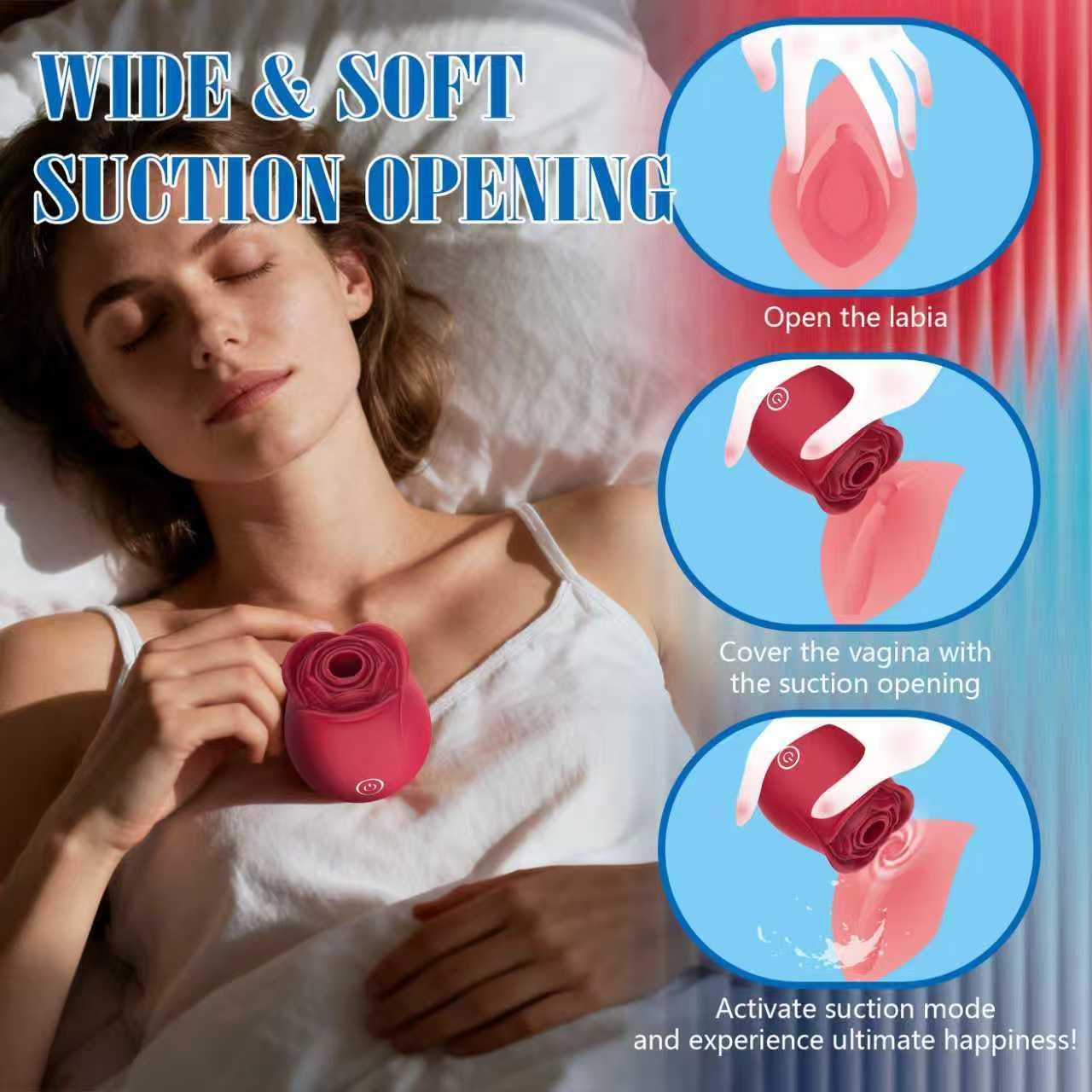 Women Rose Clitoris Sucking Vibrator Nipples Clit Sucker Oral Stimulator Powerful Waterproof Rechargeable Adult Compact Foreplay Masturbation Sex Toy Mini Wireless Massager Gift For Girlfriend Wife