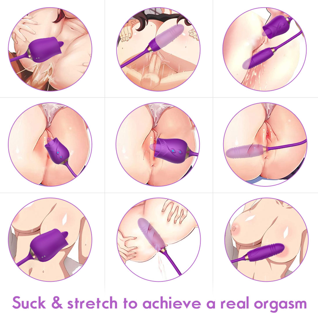 Rose Toy Vibrator Thrusting G Spot Dildo Clitoral Licking Vibrating Stimulator Anal Plug Oral Tongue Adult Foreplay Teasing Sex ToysSolo Masturbation Foreplay Dating Gift for Women Couple Masturbation