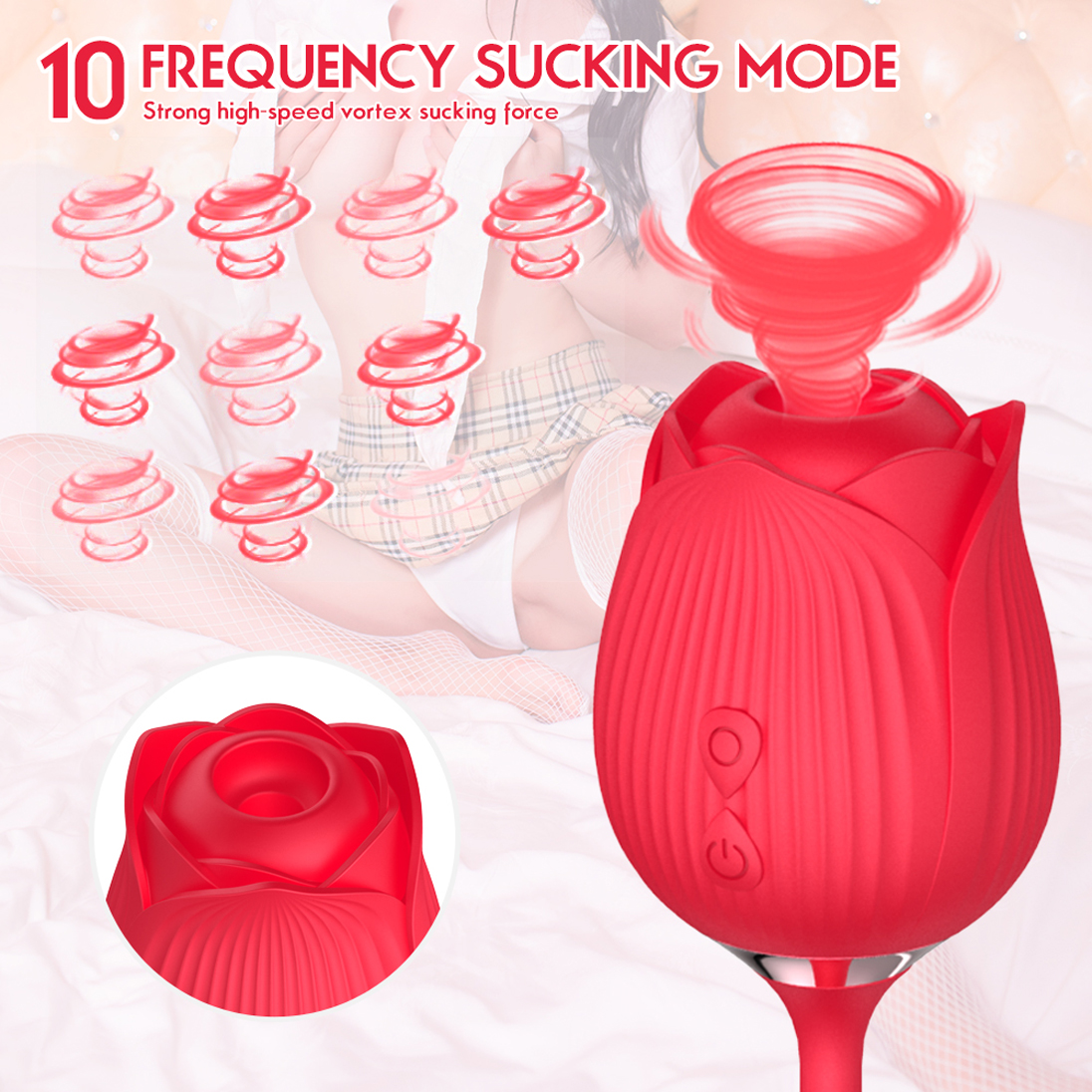 Rose Toy Vibrator Thrusting G Spot Dildo Vaginal Clitoral Sucking Stimulator Anal Plug Sucker Clit Nipples Oral Licking Adult Foreplay Solo Masturbation Teasing Sex Toys Gift for Ladies Women Couple