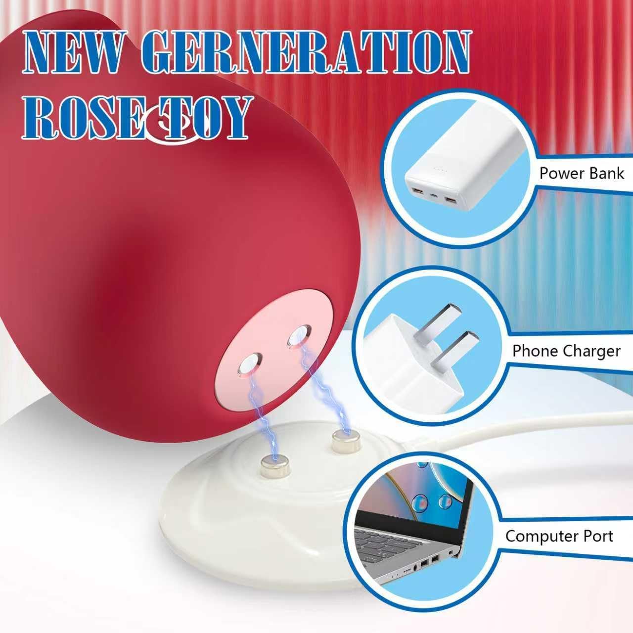 Women Rose Clitoris Sucking Vibrator Nipples Clit Sucker Oral Stimulator Powerful Waterproof Rechargeable Adult Compact Foreplay Masturbation Sex Toy Mini Wireless Massager Gift For Girlfriend Wife