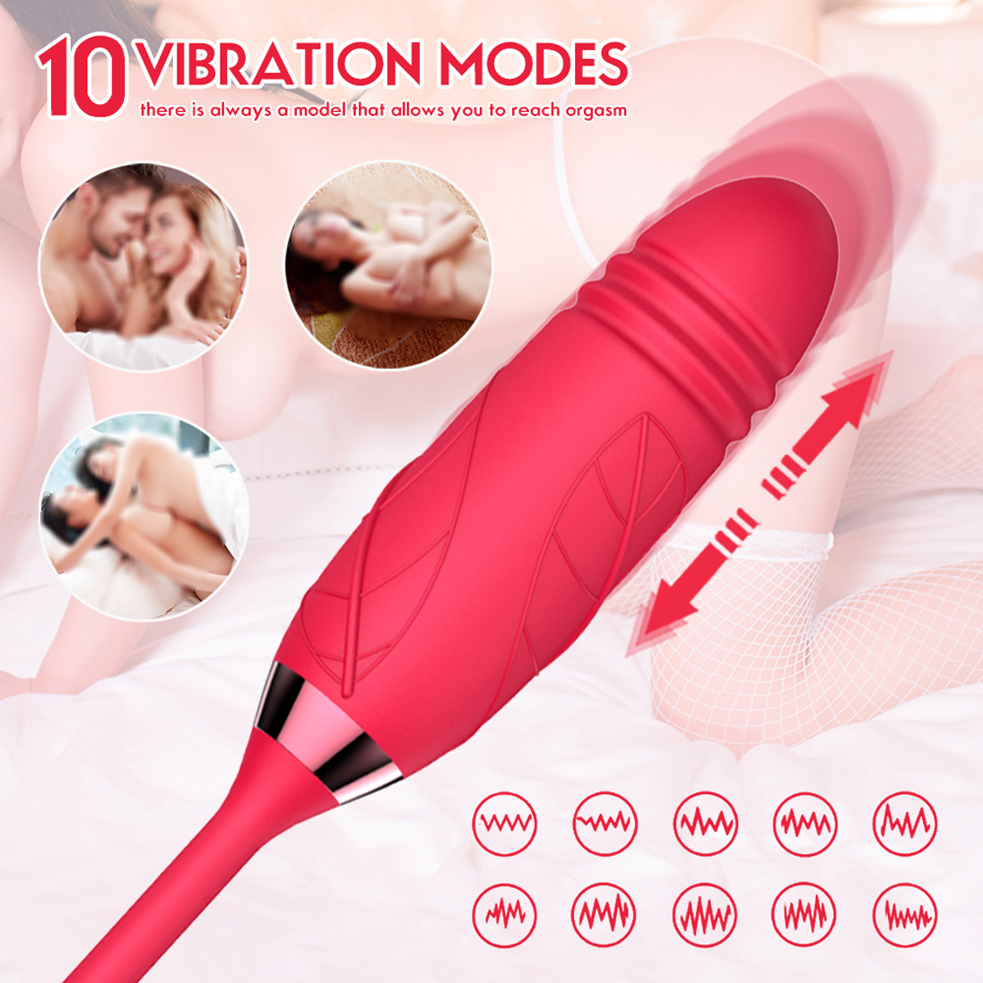 Rose Toy Vibrator Thrusting G Spot Dildo Vaginal Clitoral Sucking Stimulator Anal Plug Sucker Clit Nipples Oral Licking Adult Foreplay Solo Masturbation Teasing Sex Toys Gift for Ladies Women Couple