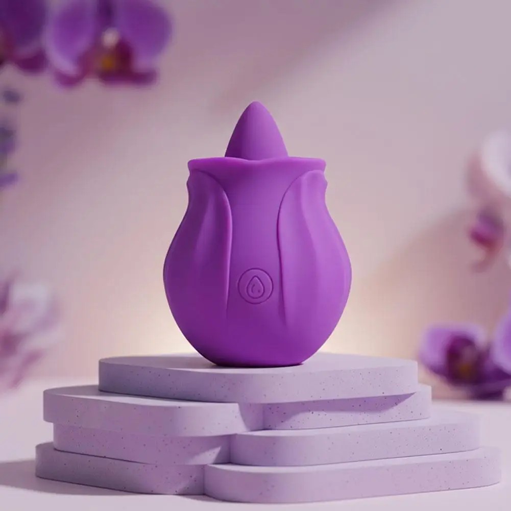 Rose Tongue Licking Vibrator Sex Toy Clitoral Sucker Clit Nipples Anal Stimulator Compact Adult Foreplay Solo Play Game Masturbation Gift for Women Ladies Couples