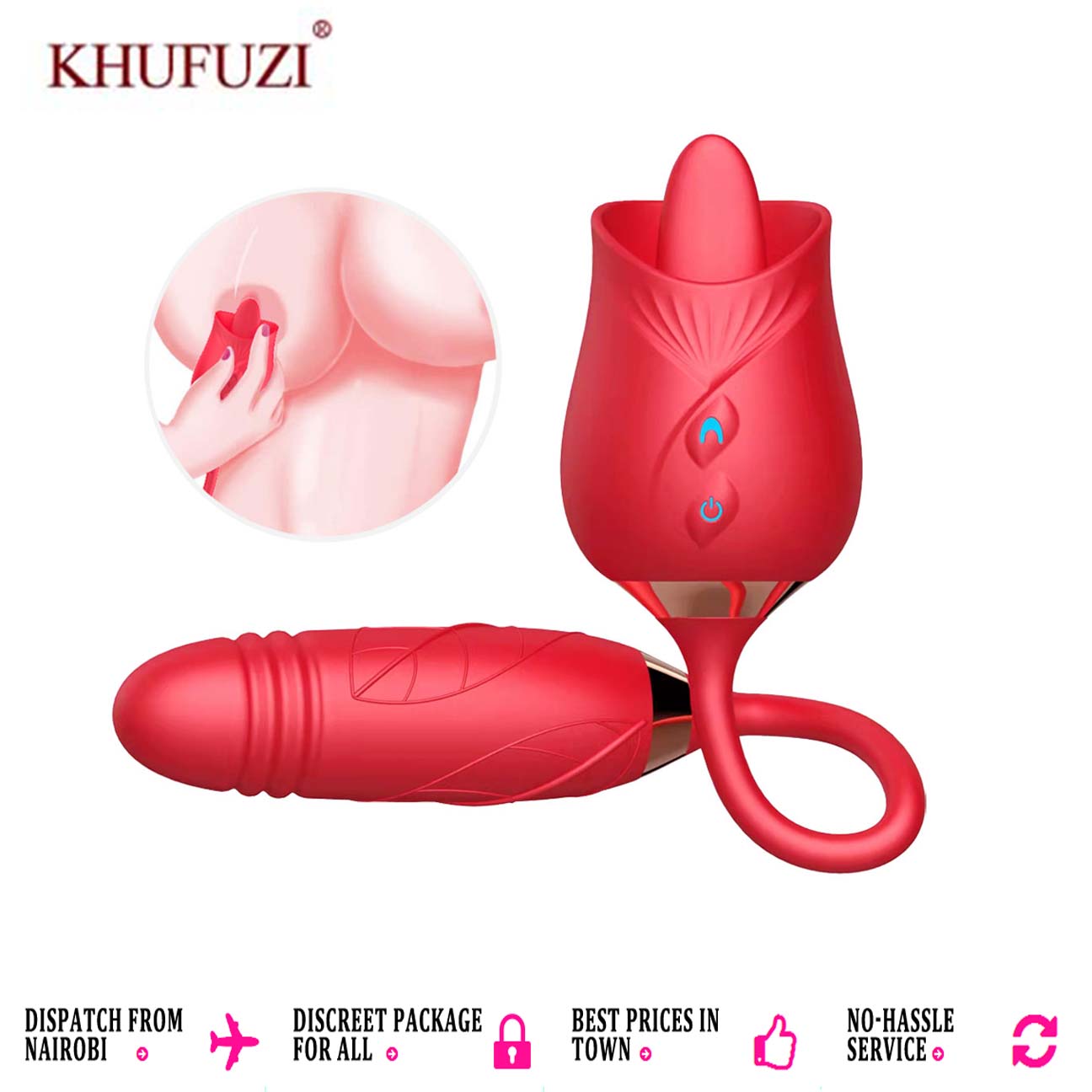 Rose Toy Vibrator Thrusting G Spot Dildo Clitoral Licking Vibrating Stimulator Anal Plug Oral Tongue Adult Foreplay Teasing Sex ToysSolo Masturbation Foreplay Dating Gift for Women Couple Masturbation
