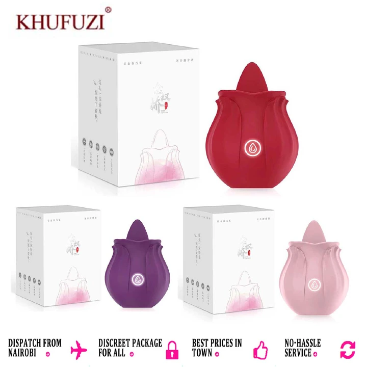 Rose Tongue Licking Vibrator Sex Toy Clitoral Sucker Clit Nipples Anal Stimulator Compact Adult Foreplay Solo Play Game Masturbation Gift for Women Ladies Couples