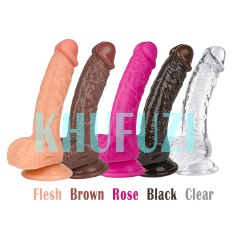 5 Colors Dildo Options Realistic Silicone Dildos Colorful Monster Cock with Balls Suction Cup G-Spot Anal Lifelike Curved Adult Sex Toy for Women Perfect Love Gift for Couples Girlfriend Wife