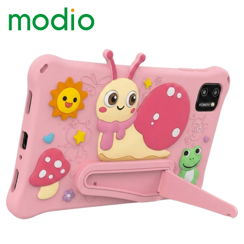 Modio M750 Kids Educational Tablet PC 7 Inch IPS Screen 6GB RAM 256GB ROM Storage Android 13 4G LTE SIM Support Zoom YouTube Learning Tablet with Shockproof Cartoon Case Kickstand Free Gifts Bundle