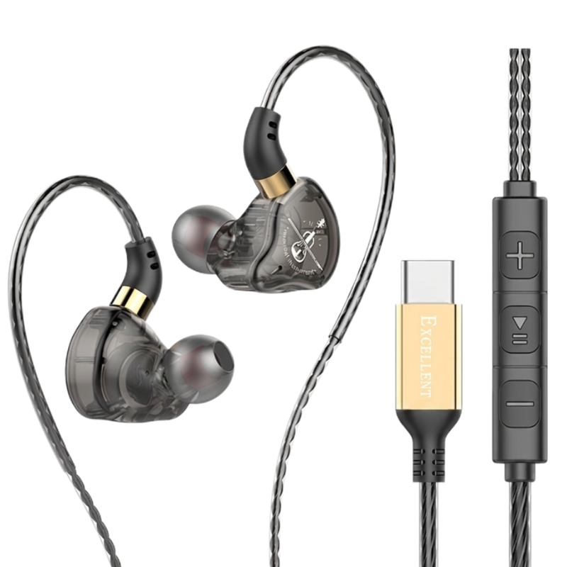 Excellent Type C Earphones ANC IEM Earphones Heavy Bass Subwoofer Gaming Sports Headset For Mobile Phones Smartphones With Mic Volume Control Comfortable Earbuds Over Ear Loop Cable 12 Months Warranty