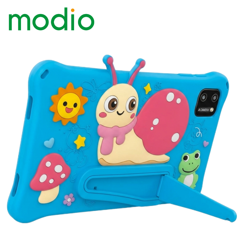 Modio M750 Kids Educational Tablet PC 7 Inch IPS Screen 6GB RAM 256GB ROM Storage Android 13 4G LTE SIM Support Zoom YouTube Learning Tablet with Shockproof Cartoon Case Kickstand Free Gifts Bundle