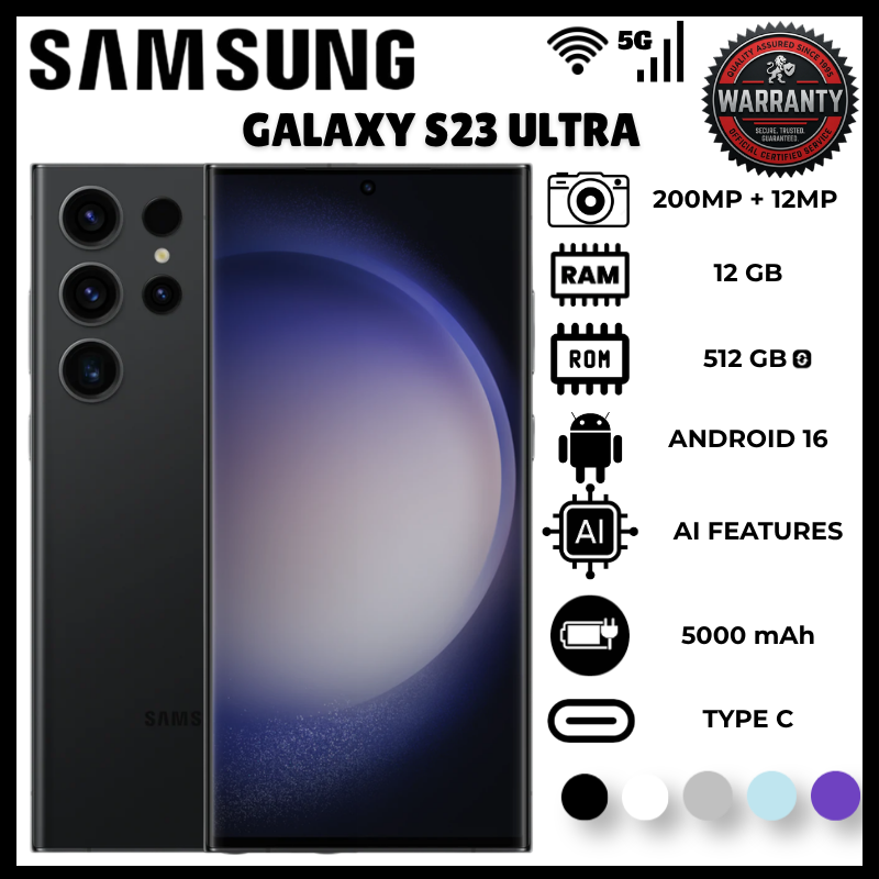 Samsung Galaxy S23 Ultra 5G 12GB RAM 512GB ROM | Top Rated 200MP Camera Mobile Phones | Fast Snapdragon 8 Gen 2 120Hz AMOLED Display Dual SIM 5G Phones | Elite Android Smartphones Phantom Black