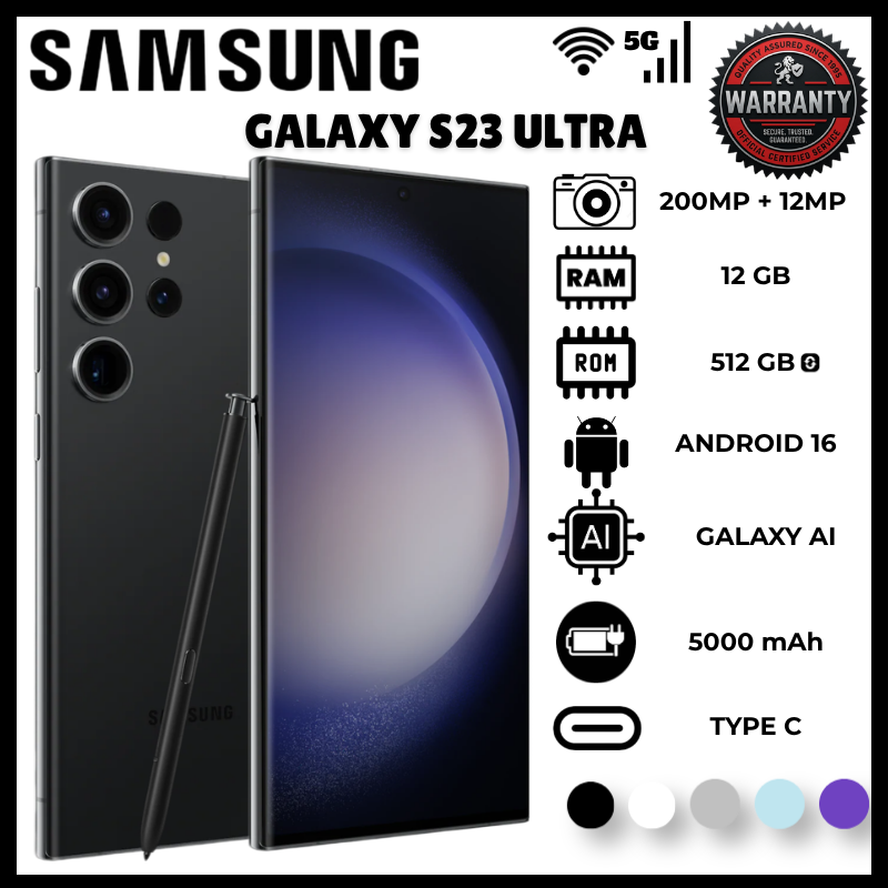 Samsung Galaxy S23 Ultra 5G 12GB RAM 512GB ROM | Top Rated 200MP Camera Mobile Phones | Fast Snapdragon 8 Gen 2 120Hz AMOLED Display Dual SIM 5G Phones | Elite Android Smartphones Phantom Black