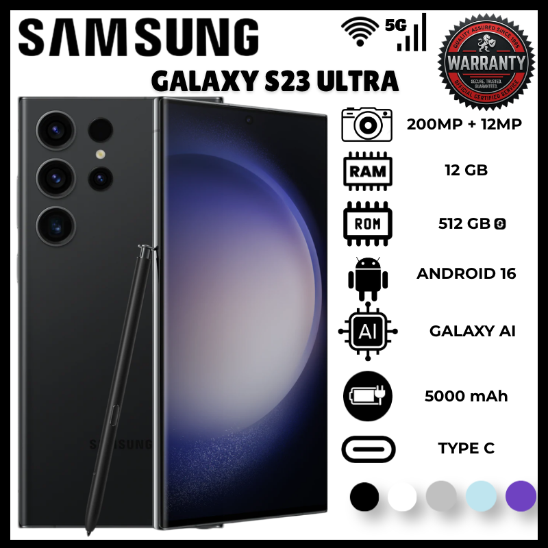 Samsung Galaxy S23 Ultra 5G 12GB RAM 512GB ROM | Top Rated 200MP Camera Mobile Phones | Fast Snapdragon 8 Gen 2 120Hz AMOLED Display Dual SIM 5G Phones | Elite Android Smartphones Phantom Black