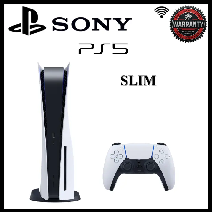 Sony PlayStation 5 PS5 Slim Disc Edition 1TB White Video Game Console with One DualSense Wireless Controller 4K HDR Ray Tracing 120Hz Ultra HD High Speed SSD Home Entertainment Gaming System