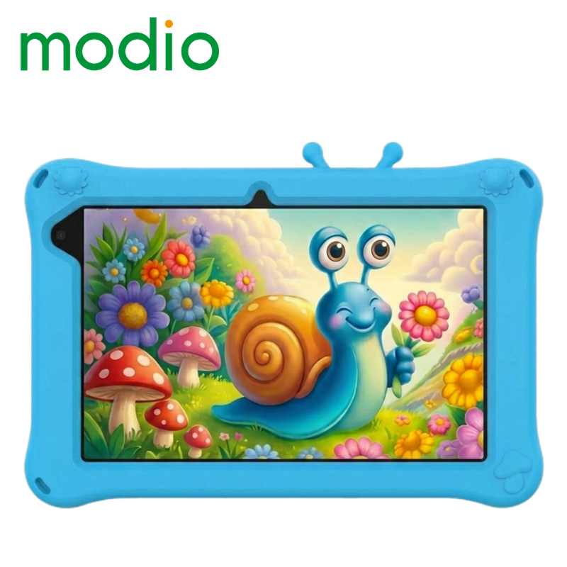 Modio M750 Kids Educational Tablet PC 7 Inch IPS Screen 6GB RAM 256GB ROM Storage Android 13 4G LTE SIM Support Zoom YouTube Learning Tablet with Shockproof Cartoon Case Kickstand Free Gifts Bundle