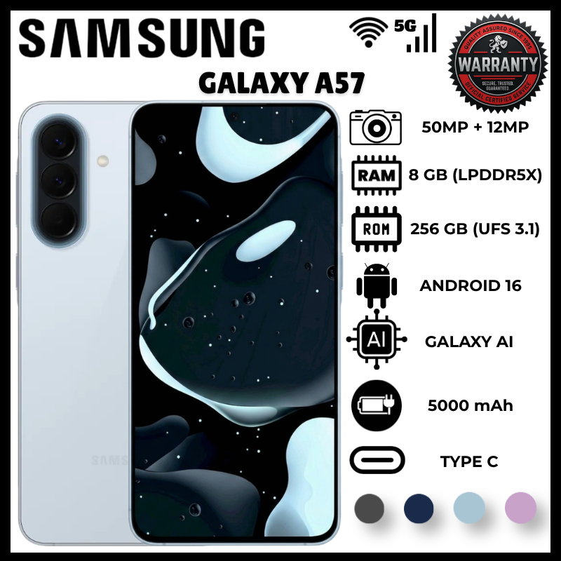 Samsung Galaxy A57 16(8+8)GB RAM 256GB ROM 5G Smartphone 6.7 inch Super AMOLED+ 120Hz 50MP OIS Camera 5000mAh Battery 45W Charging IP68 Mobile Phone Exynos 1680 Android 16 Phone