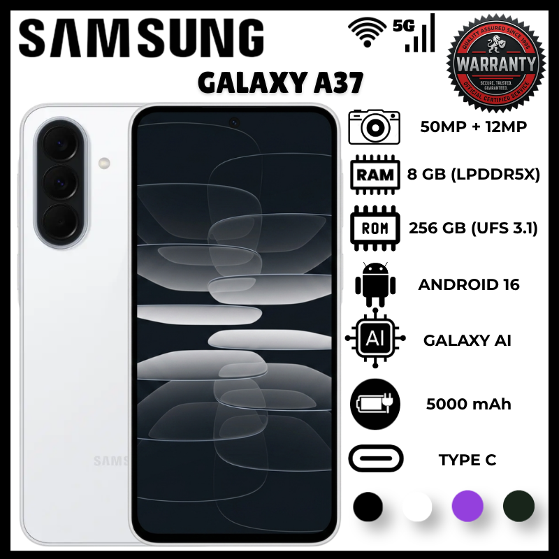 Samsung Galaxy A37 8GB RAM 256GB ROM 5G Smartphone 6.7 inch Super AMOLED 120Hz 50MP OIS Camera 5000mAh Battery 45W Charging Mobile Phone Exynos 1480 Android 16 IP68 Phone