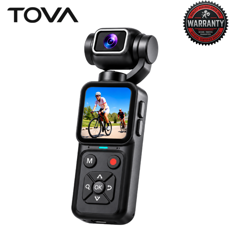 🎥📸 TOVA SnapGo HJD09 4K HD Digital Camera 48MP Pocket Vlogging Camera 16X Digital Zoom Handheld Gimbal Camera 1.69-Inch IPS Screen 180° Flip Lens TF Card PC Webcam USB Charging Compact Camera