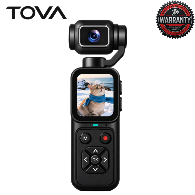 🎥📸 TOVA SnapGo HJD09 4K HD Digital Camera 48MP Pocket Vlogging Camera 16X Digital Zoom Handheld Gimbal Camera 1.69-Inch IPS Screen 180° Flip Lens TF Card PC Webcam USB Charging Compact Camera
