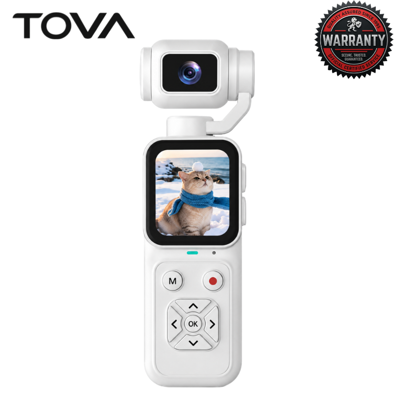 🎥📸 TOVA SnapGo HJD09 4K HD Digital Camera 48MP Pocket Vlogging Camera 16X Digital Zoom Handheld Gimbal Camera 1.69-Inch IPS Screen 180° Flip Lens TF Card PC Webcam USB Charging Compact Camera