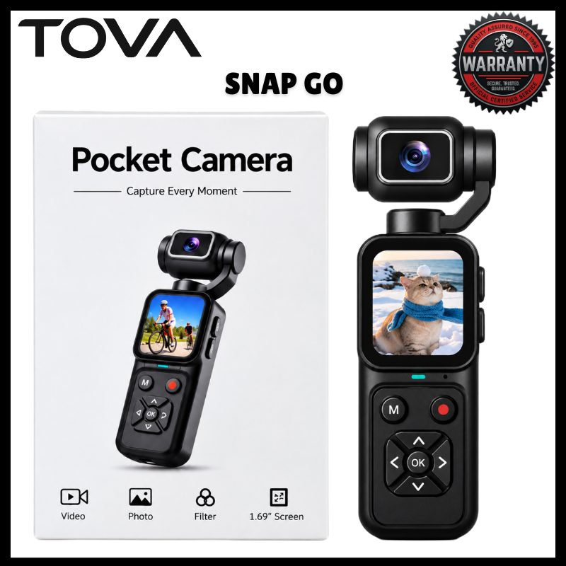 🎥📸 TOVA SnapGo HJD09 4K HD Digital Camera 48MP Pocket Vlogging Camera 16X Digital Zoom Handheld Gimbal Camera 1.69-Inch IPS Screen 180° Flip Lens TF Card PC Webcam USB Charging Compact Camera