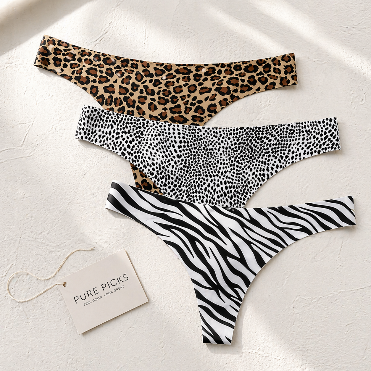Women Seamless Thong 3 Pack Leopard Zebra Print Low Rise Invisible Panties No Show Underwear Soft Stretch Briefs Kenya