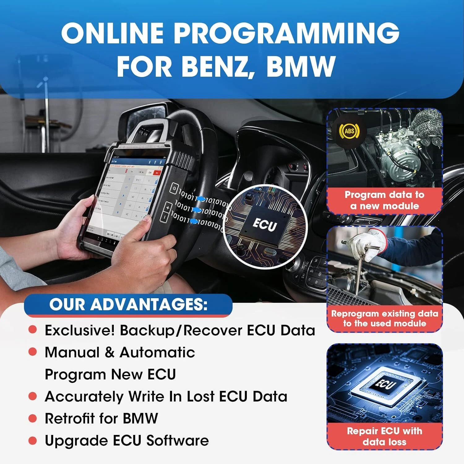 X-431 PAD 7 Obd2 ECU Tuning Programming Universal Car Diagnostic Scanner 12V Android OS 13.3 Touch Screen