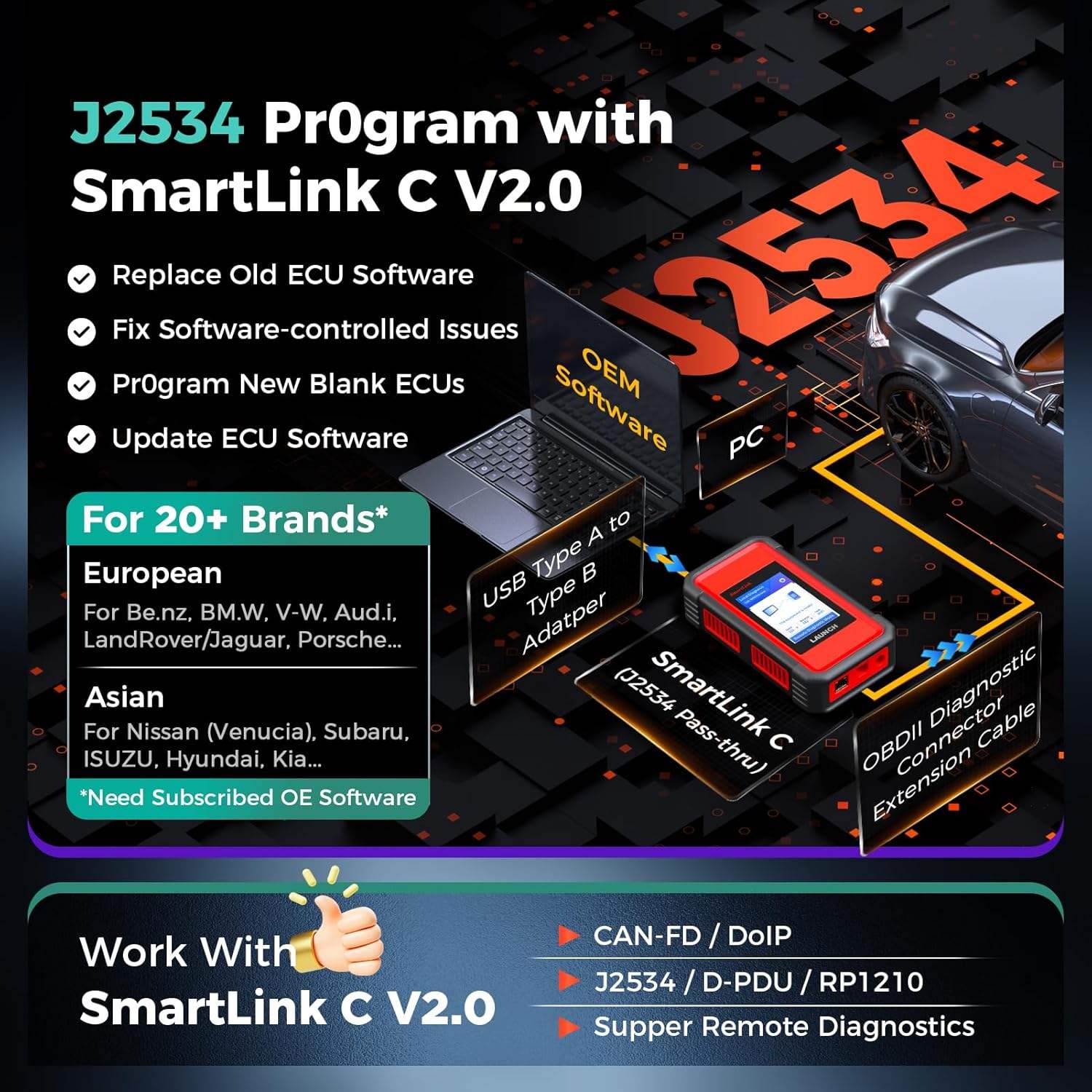 LAUNCH X431 PRO3 V+ Elite with SmartLink C OBDII Automotive Car Diagnostic Scanner Diagnosis Machine for Cars and Trucks
