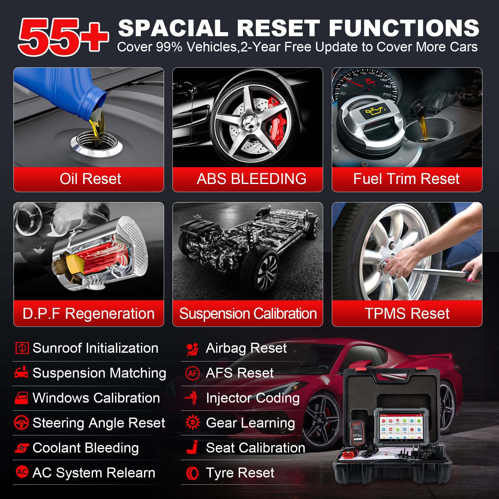 LAUNCH X431 PRO3 ACE OBD2 Car Diagnostic Scanner with DBScar VII Bidirectional Control All System Diagnostic Tools for 12V Cars