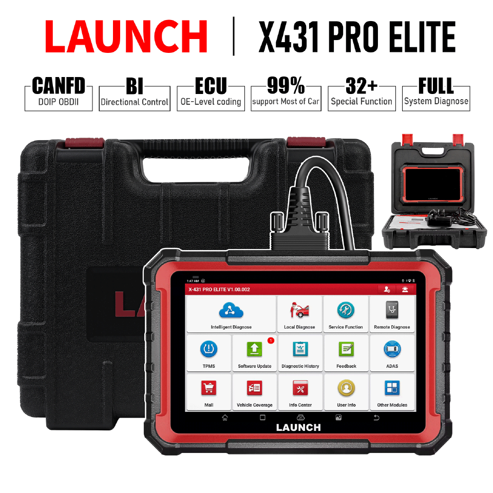 LAUNCH X431 PRO Elite Bidirectional Scan Tool CANFD DOIP ECU Coding FCA Auto Auth Full System 38+ Resets OBD2 Scanner