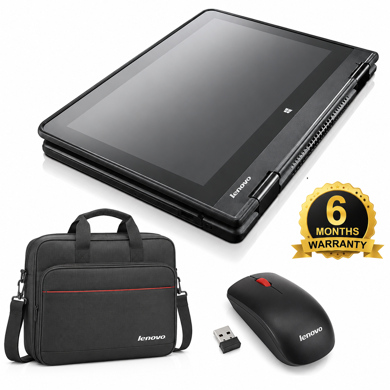 Lenovo ThinkPad Yoga 11E, Touchscreen, Convertible 2 in 1 x360, Intel Core, 4 GB Ram, 128 GB SSD, 12.5" Display, Ideal for Business and Education Series + Free Laptop Bag & Mouse, - Black