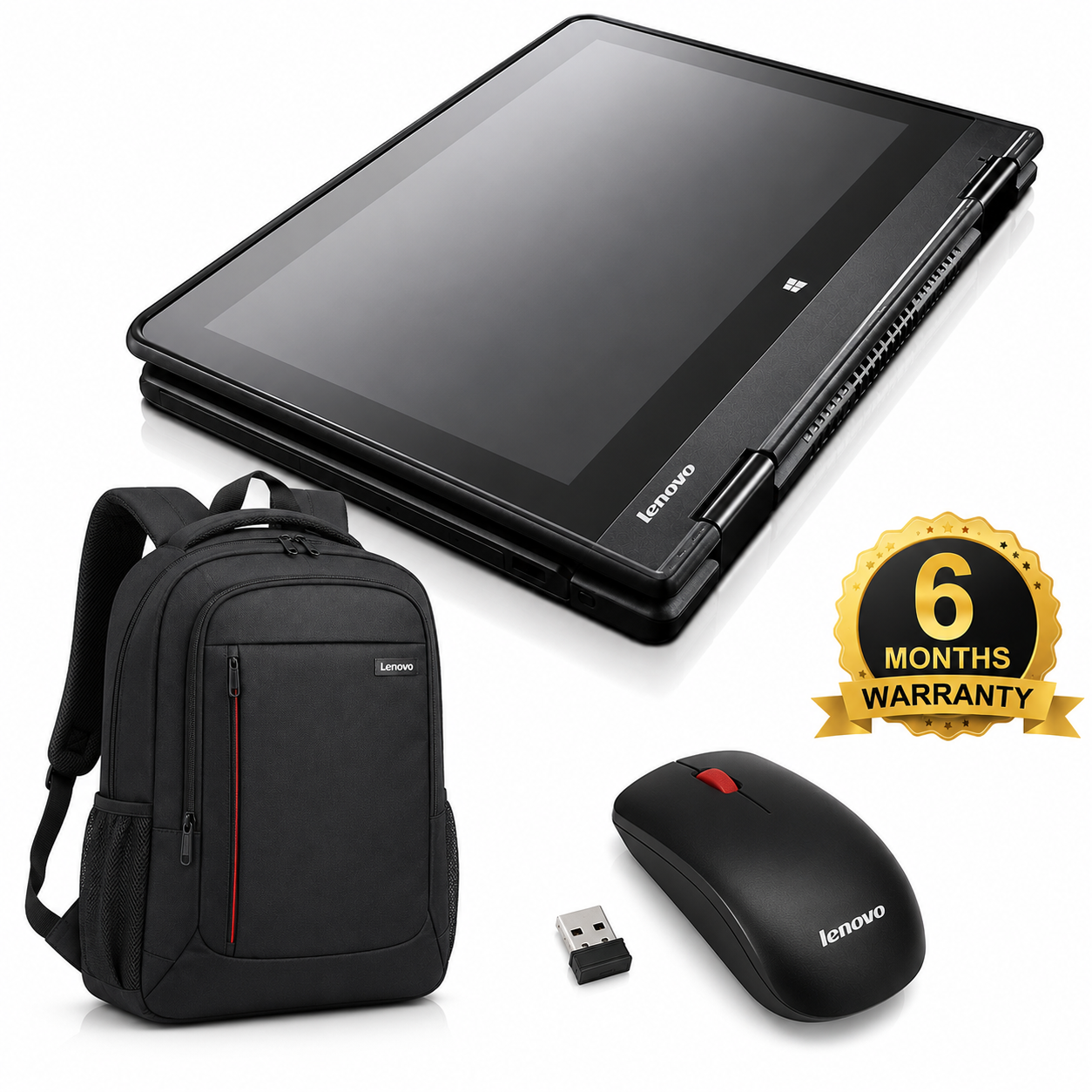 Lenovo ThinkPad Yoga 11E, Touchscreen, Convertible 2 in 1 x360, Intel Core, 4 GB Ram, 128 GB SSD, 12.5" Display, Ideal for Business and Education Series + Free Laptop Bag & Mouse, - Black