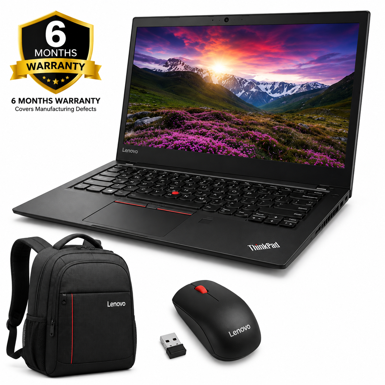 Lenovo ThinkPad T470, Intel Core i5, 4 GB RAM, 128 GB SSD, 6th Generation, 14" Display, 1080p FHD -Black + Bonus Laptop Bag & Mouse