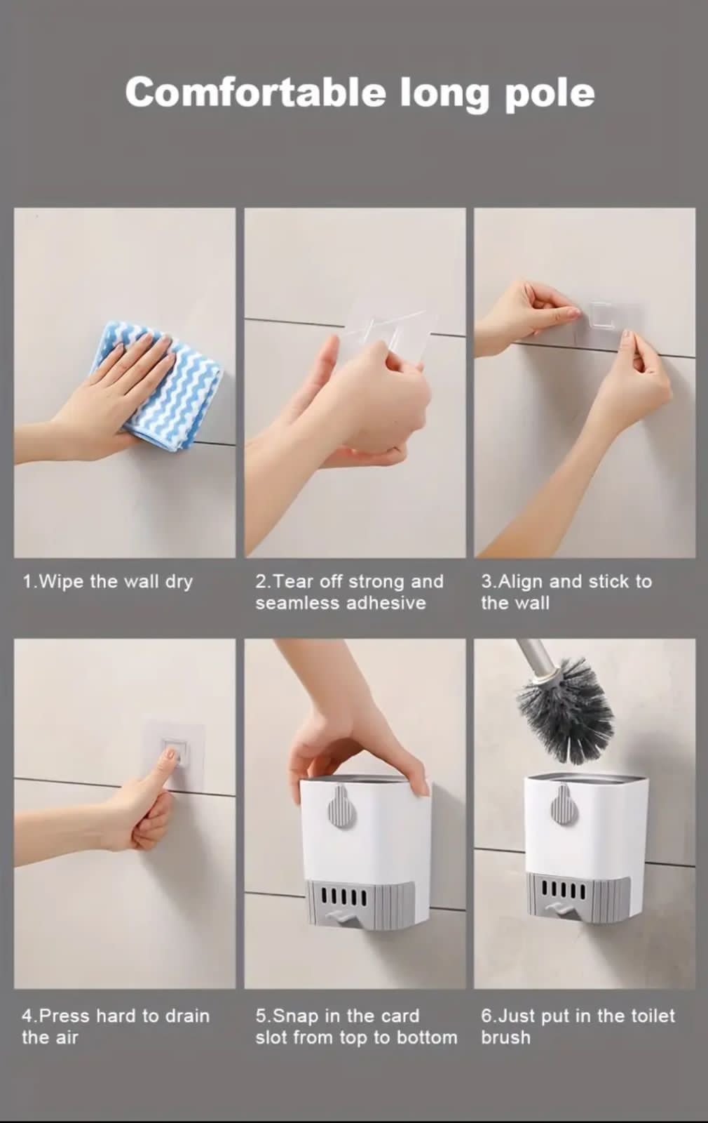 Wall Mounted Long Handle Toilet Cleaning Brush With Holder

-Flexible Toilet Bowl Cleaning Brush, No Dead Corner