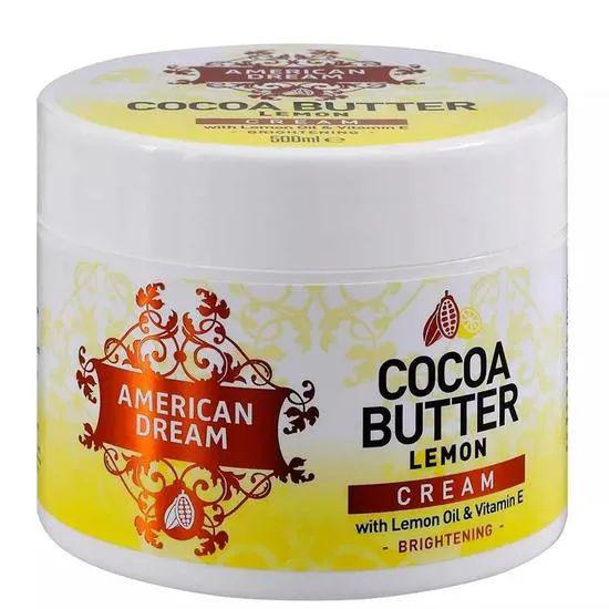 American Dream Cocoa Butter Lemon Cream With Lemon Oil & Vitamin E  Deep Moisturizing & Skin Brightening. Helps Reduce Dark Spots, Stretch Marks & Blemishes. Suitable For All Skin Types.