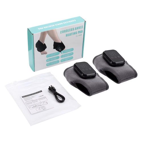 Cordless Ankle Heating & Vibration Massager – 3 Heat Levels, 3 Massage Intensities, Rechargeable