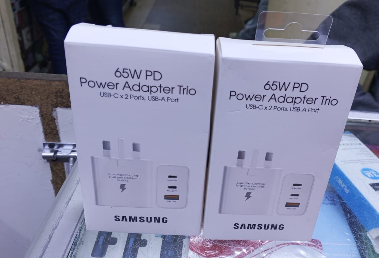 Original Samsung 65 Watts PD Adapter Trio Fast Charger Adapter for Galaxy A17,A16,A07,A06,A26,A15,A25,A05,A05S,A06,S23FE With Type C and USB Output  Adapter only