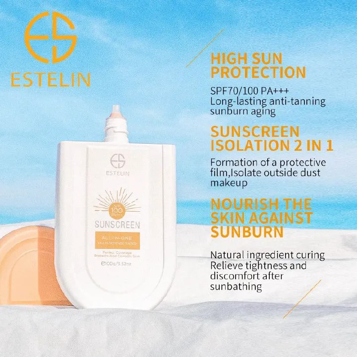 ESTELIN Sunscreen Cream (100g) All-In-One Multi-Defense Tinted SPF 100 PA+++ Sunblock UVA UVB Protection