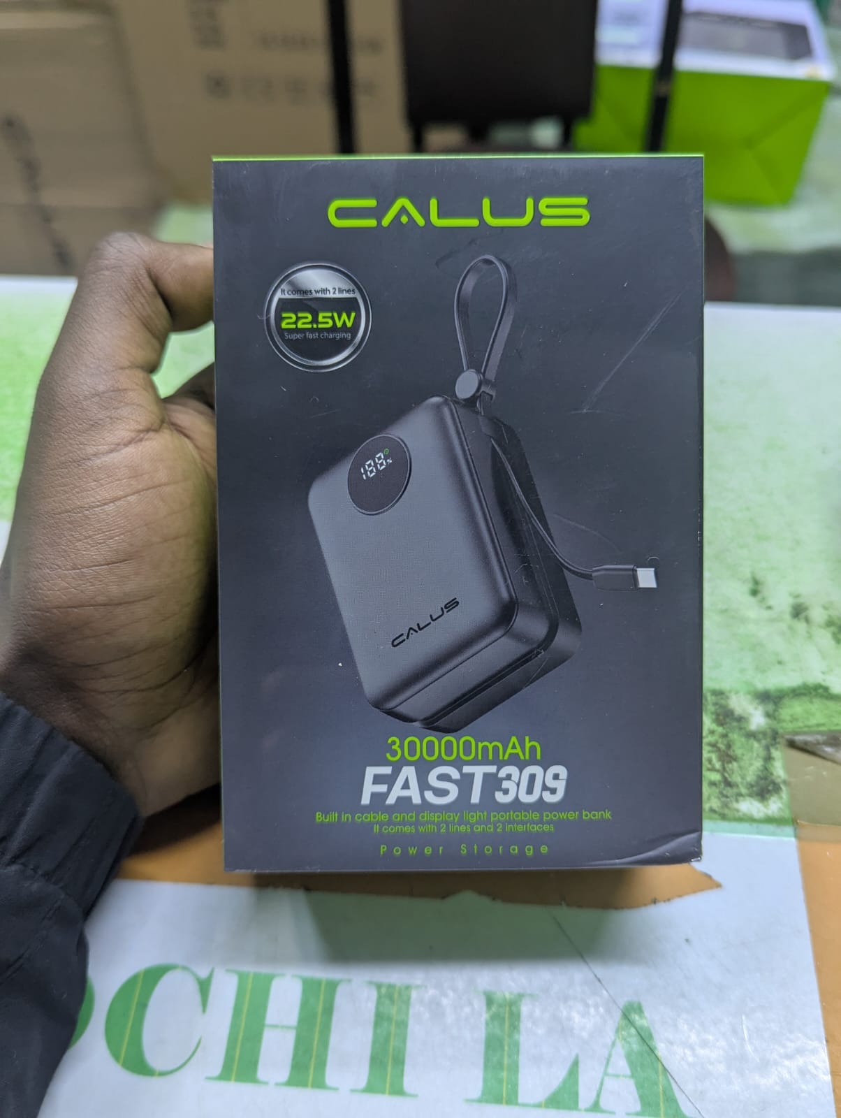 Calus FAST309 High-Capacity Power Bank | 30000mAh Portable Charger with 22.5W PD Super Fast Charging | External Battery Pack with Digital LED Display & Integrated Carrying Loop