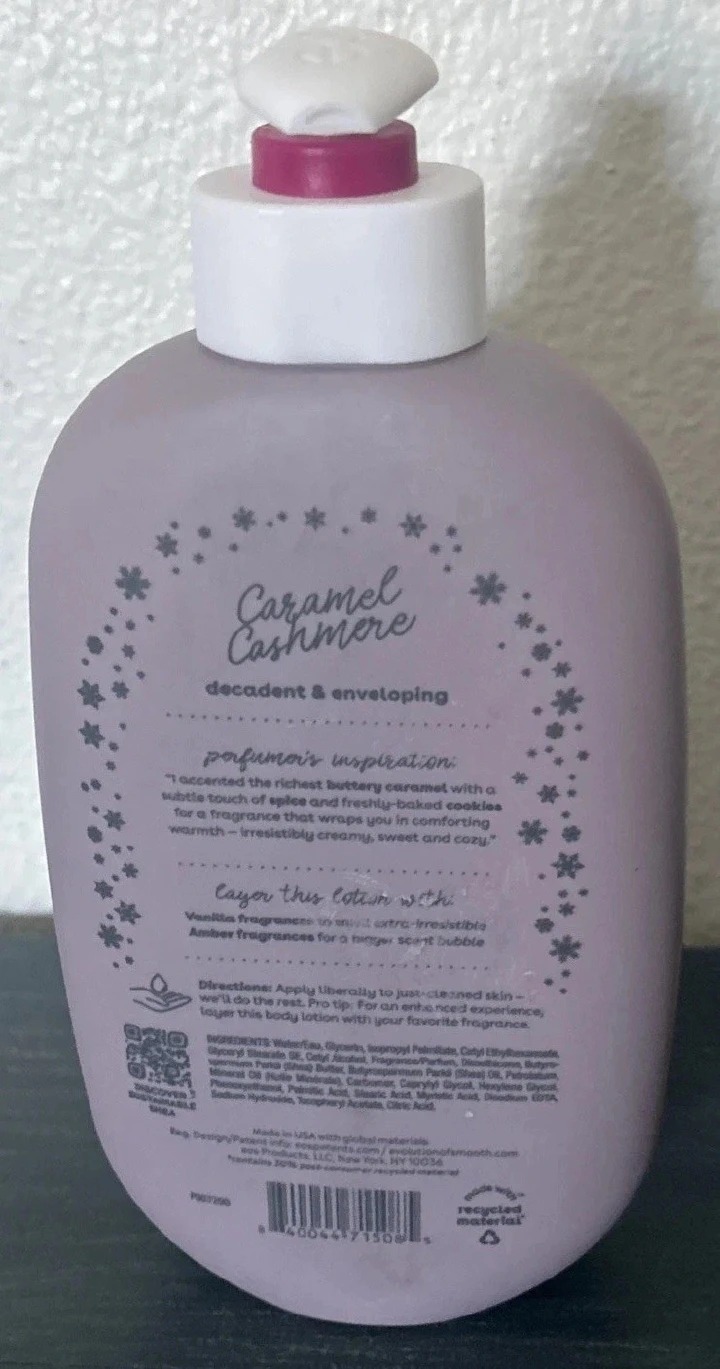 Eos Shea Butter Caramel Cashmere Body Lotion 473ml - Deep Hydration, Vegan, Hypoallergenic, Sweet Aroma