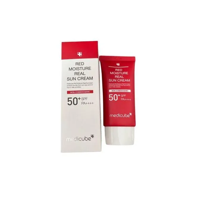 Medicube Red Moisture Real Sun Cream SPF 50+. Protects The Skin From Sunlight, Blocks UV Rays, Moisturizing, Prevent Skin Aging, Pigmentation, Freckles, Blemishes & Provides Tight UV Protection