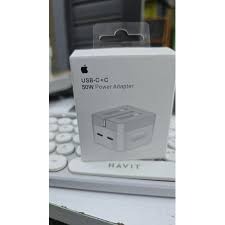 Apple 50W PD Fast Charge Adapter – Dual USB-C+C Power Adapter in White for iPhone, iPad, AirPods and Other Compatible USB-C Devices