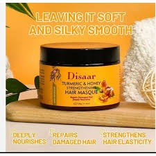 Disaar Turmeric & Honey Strengthening Hair Mask 340g, Deep Nourishing Hair Treatment for Damaged and Dry Hair, Moisturizing Repair Formula for Softer, Smoother and Healthier-Looking Hair