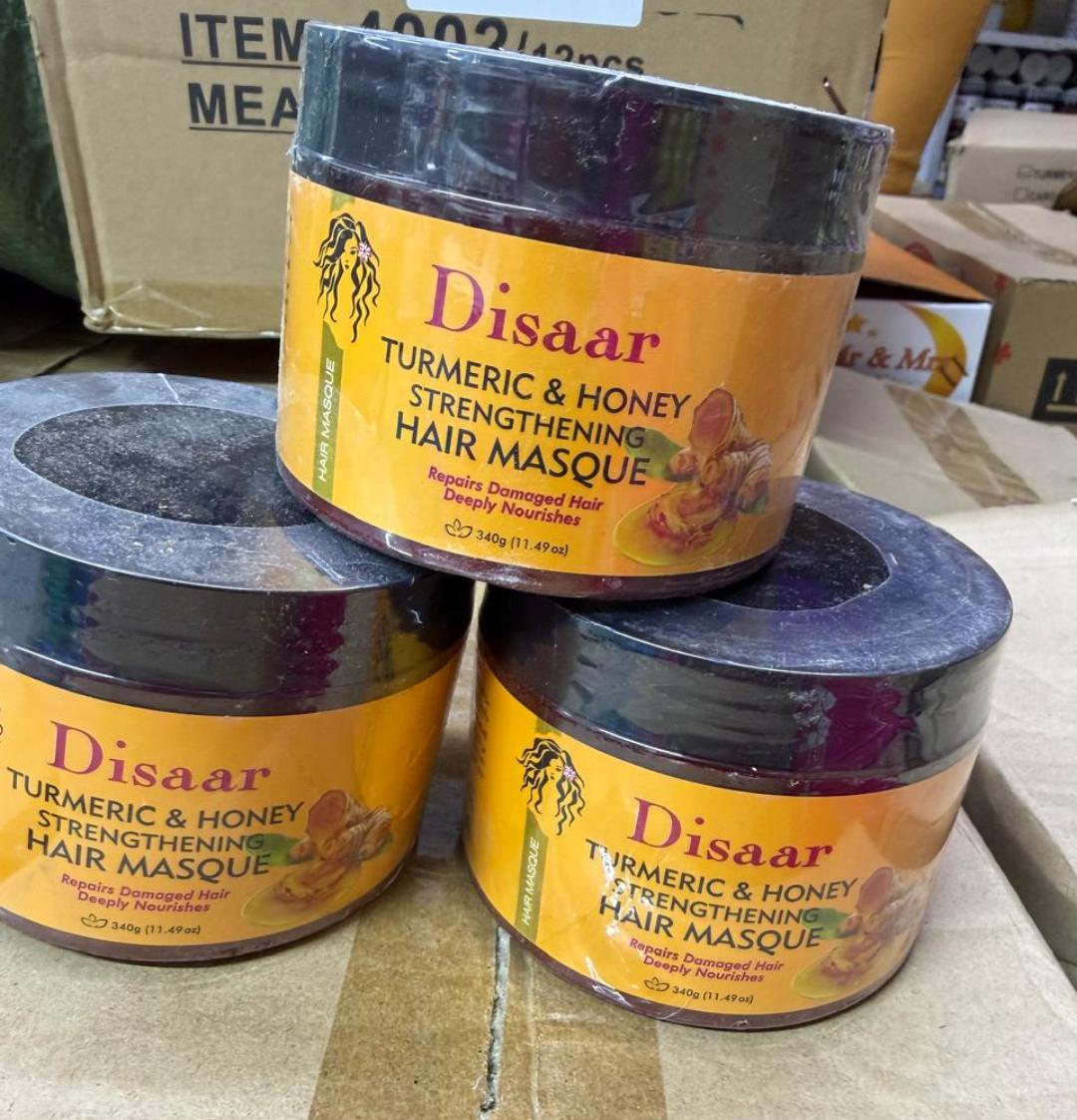 Disaar Turmeric & Honey Strengthening Hair Mask 340g, Deep Nourishing Hair Treatment for Damaged and Dry Hair, Moisturizing Repair Formula for Softer, Smoother and Healthier-Looking Hair
